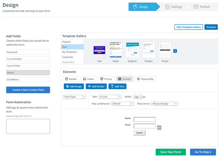 AWeber's drag and drop signup form builder