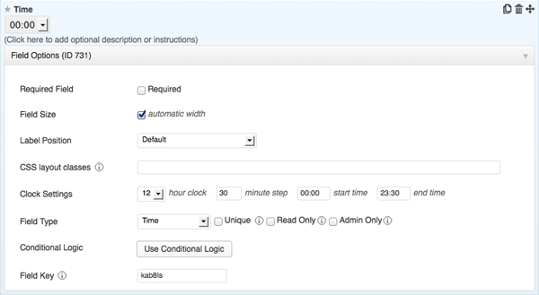 Time Field for Time Format