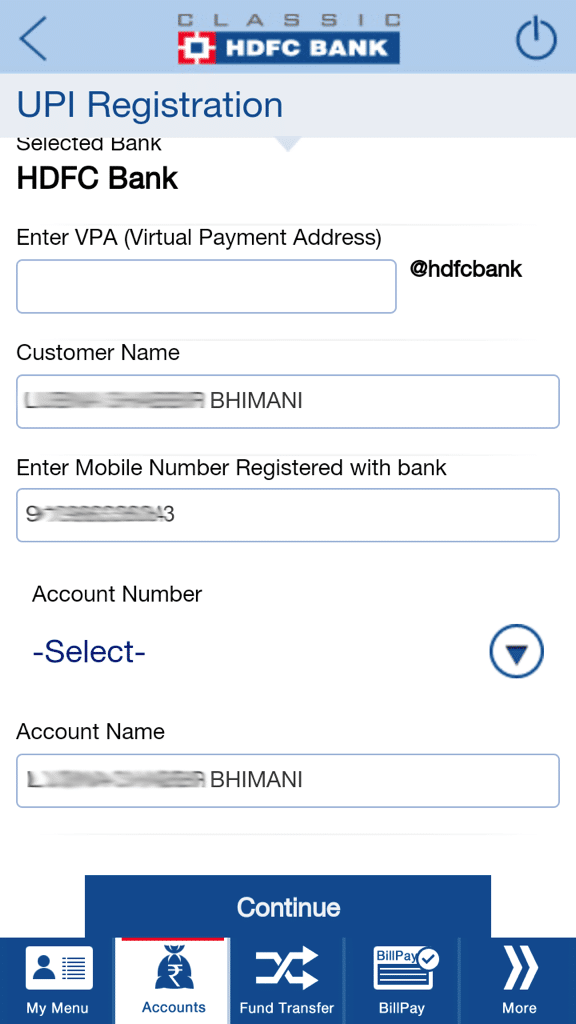 UPI Registration HDFC Bank