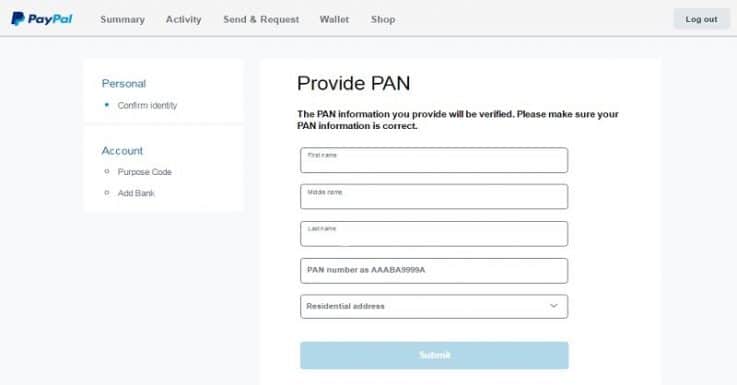 Adding PAN Card to your Indian PayPal Account