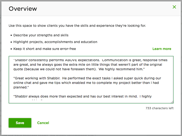 Add Overview to Upwork Profile for Better Approval