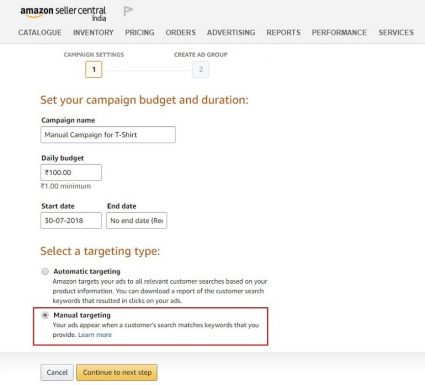 How to Create Manual Targeted Ad Campaigns on Amazon India? - BizTips