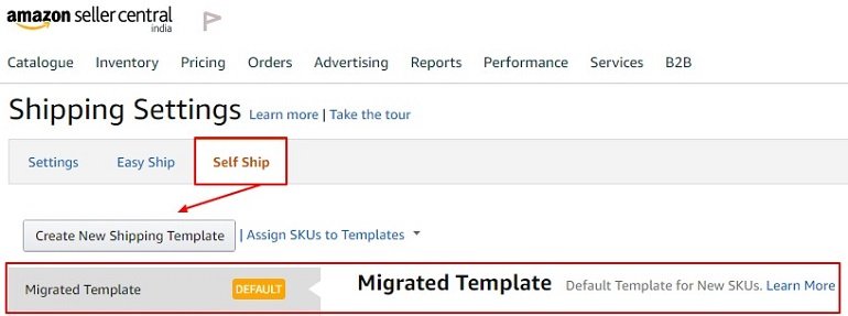How to Create New Self Ship Shipping Template on Amazon India