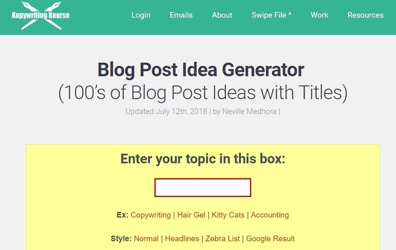 Kopywriting kourse blog title generator