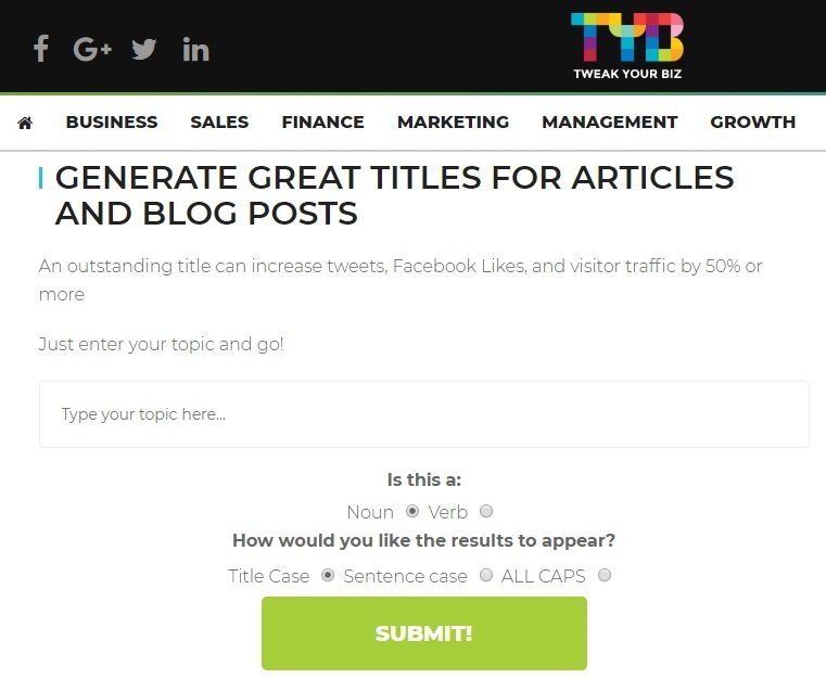 Tweak Your Biz blog title generator