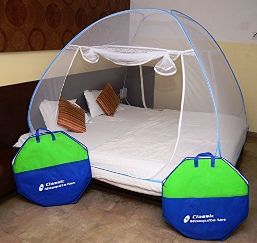 Classic Mosquito Net Foldable King Size (Double Bed) With Saviours - Blue