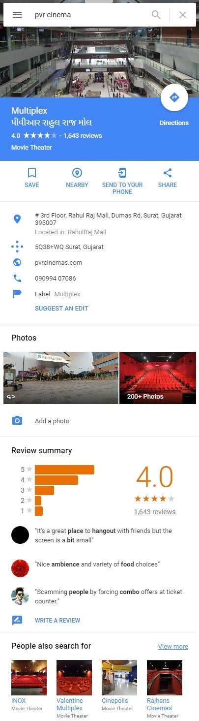 Google business listing in Google Maps