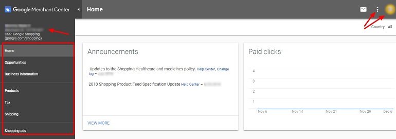 Google merchant center dashboard