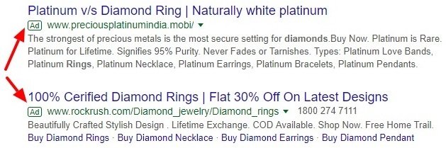 Google text ads example