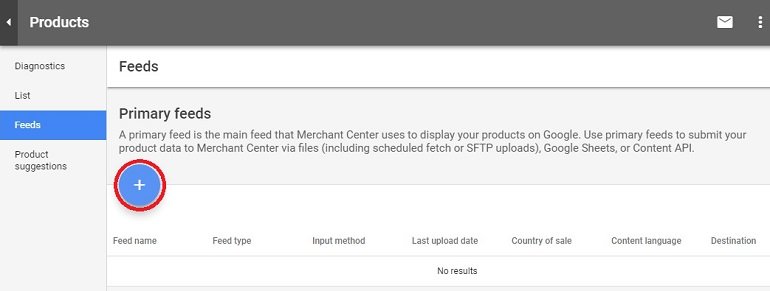 Primary feed in google merchant center