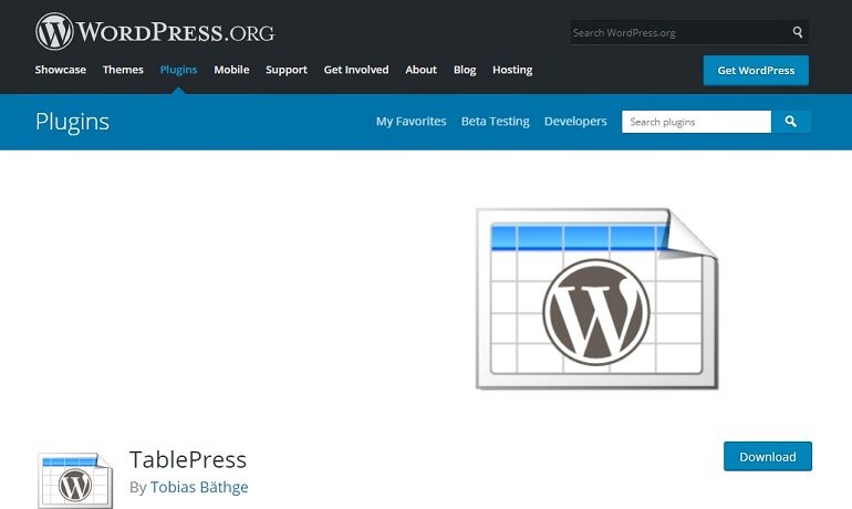 TablePress WordPress plugin