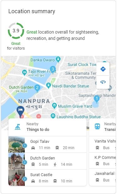 location summary in google search