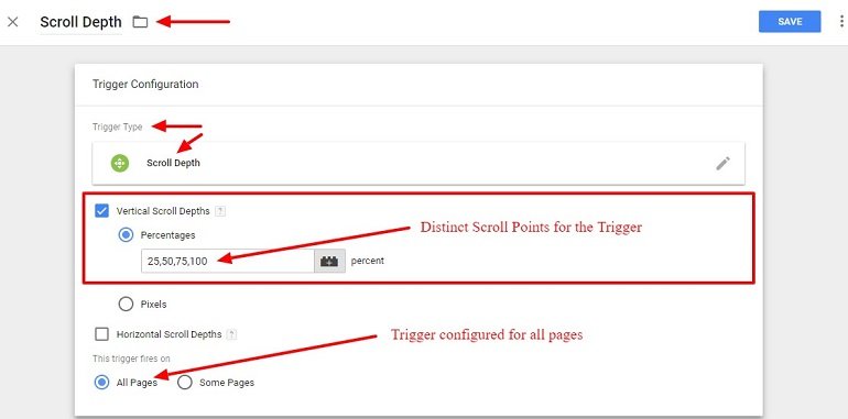 Scroll Depth trigger using google tag manager