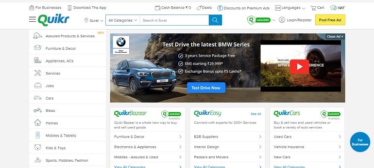 quikr Indian classified websites