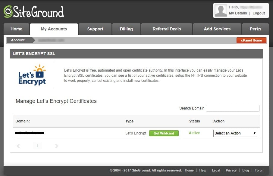 SSL certificate installed