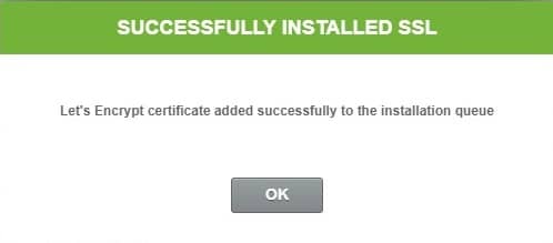 successfully ssl certificate installed message