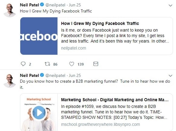 Neil patel twitter account