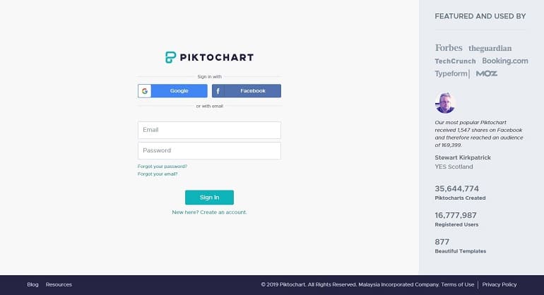 Piktochart image editing tool