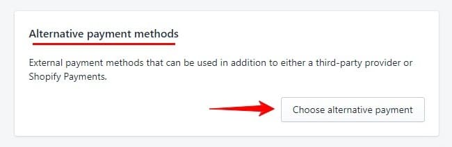 alternate payment method in shopify