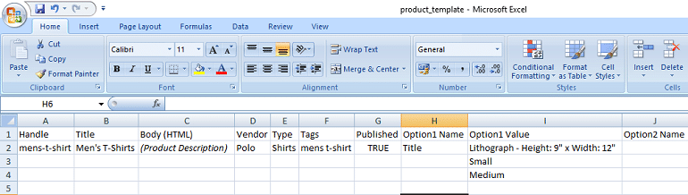 sample csv excel file to upload bulk products in shopify