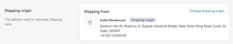 shipping origin in shopify