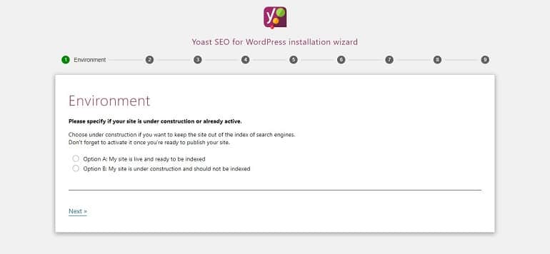 Yoast SEO configuration wizard image