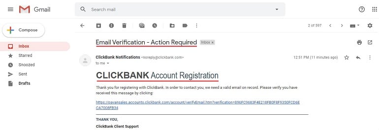 email verification for Selling as a Vendor With Clickbank