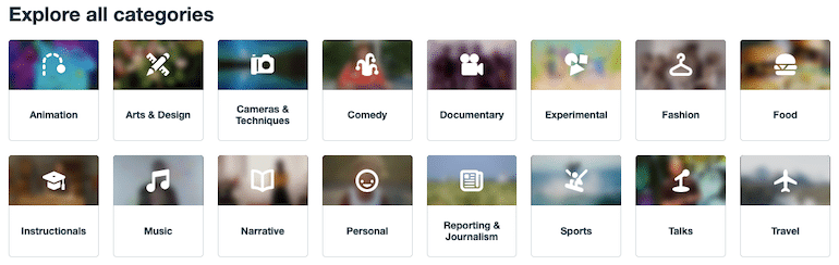 vimeo categories