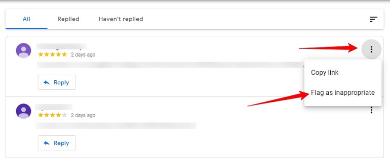 flag a negative review as inappropriate in gmb