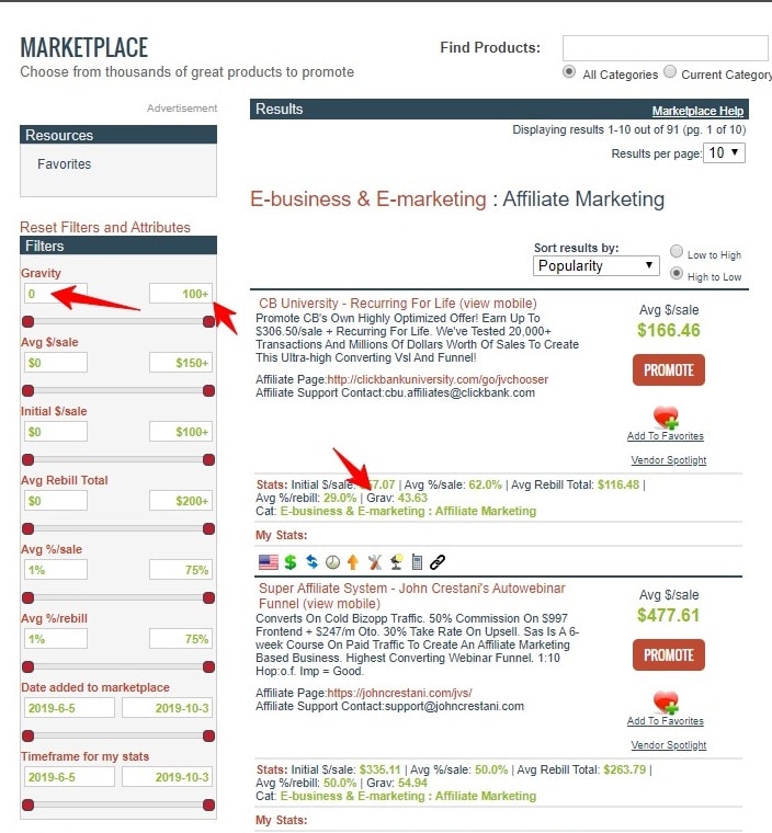 using attributes in clickbank products