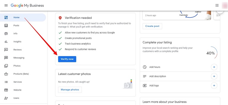 verify your business on google