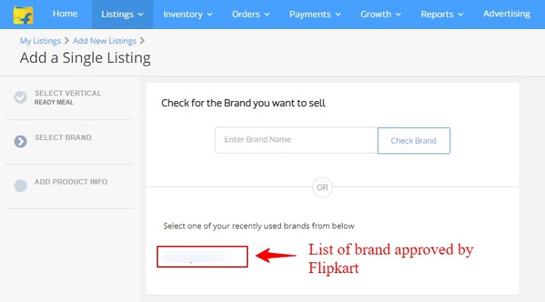 Select one of your recently used brands in flipkart