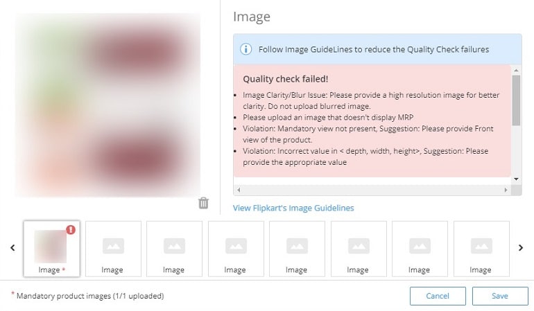 quality check failed error in flipkart image uploading