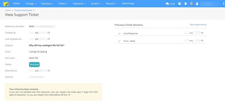 view support ticket page in flipkart ticket dashboard