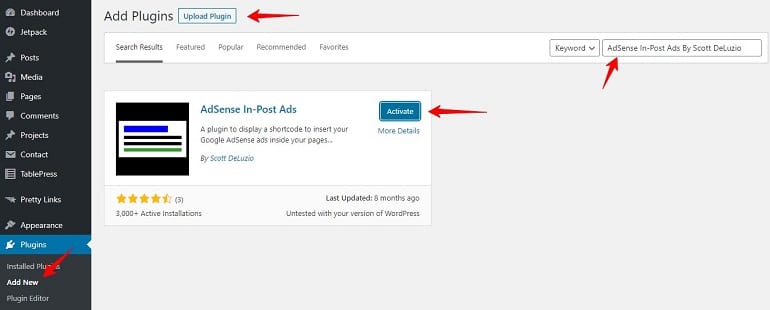 adsense in post ads plugin in wordpress