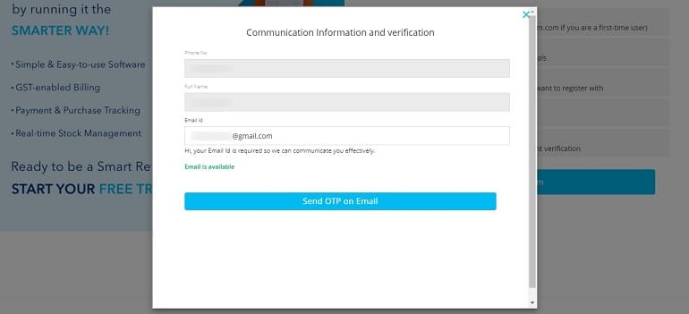 Communication Information and verification of email