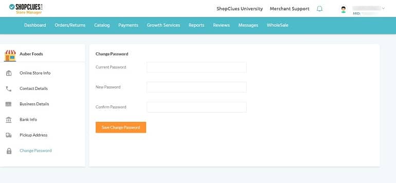 change password shopclues account