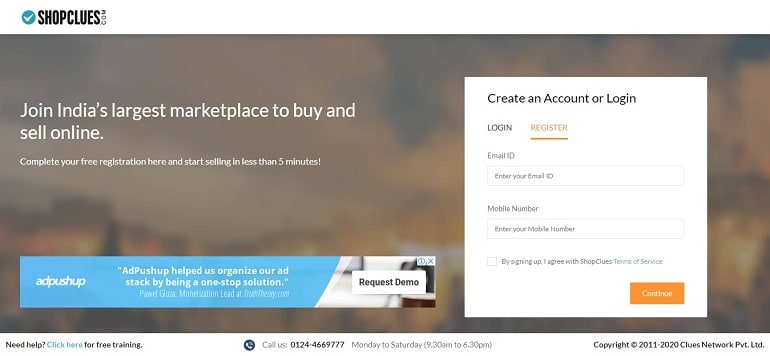 email address and mobile number for shopclues registration