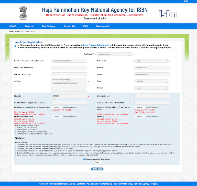 isbn new application step 3