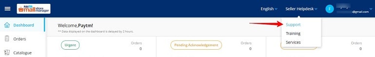 support option under seller helpdesk in paytm