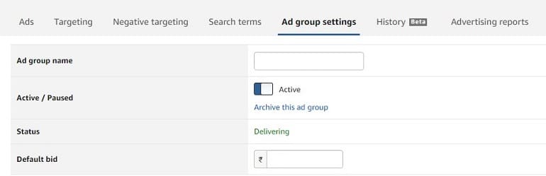 ad group settings in amazon