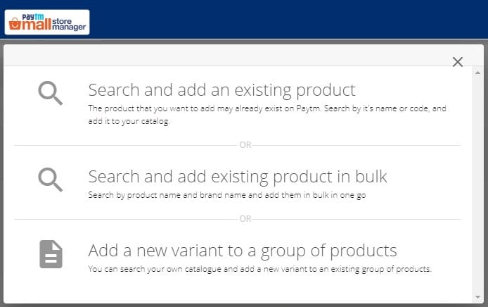 add new product popup window in paytm seller account