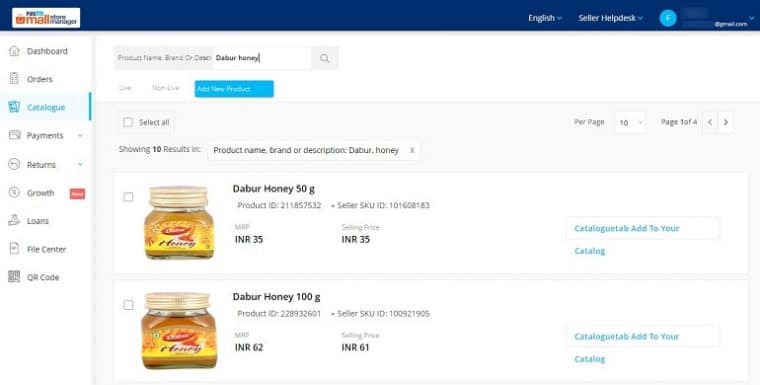 add product using search function in paytmmall