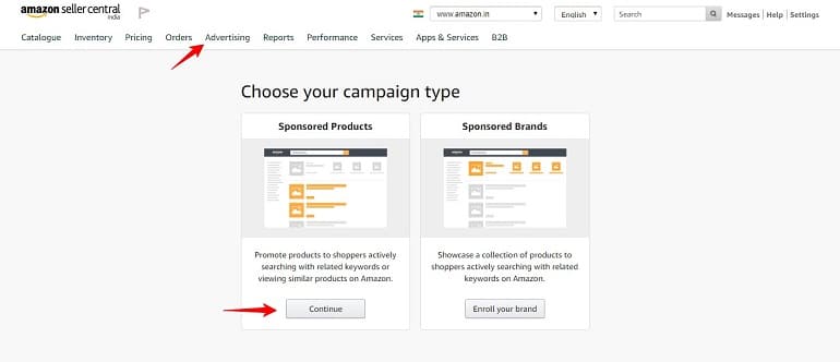 choose your campaign type amazon india