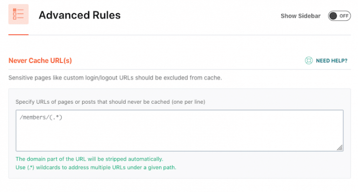 Advanced Rules WP Rocket Settings