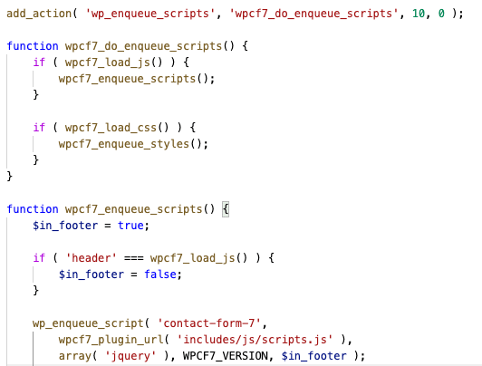 CF7 scripts load code