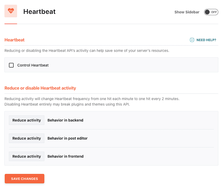 Heartbeat WP Rocket Settings