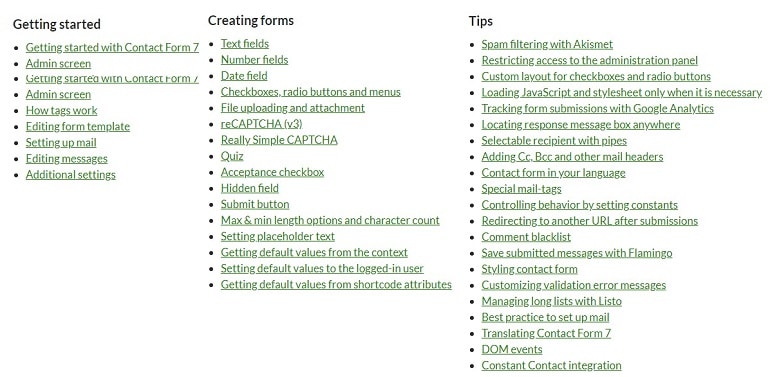 documentation Contact Form 7