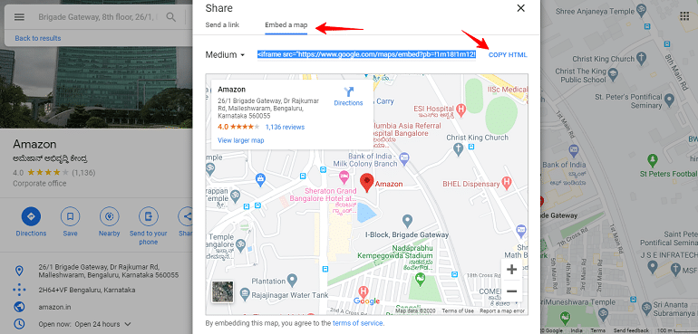 embed a map in google