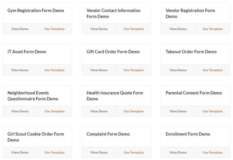 pre-made form templates in wpforms